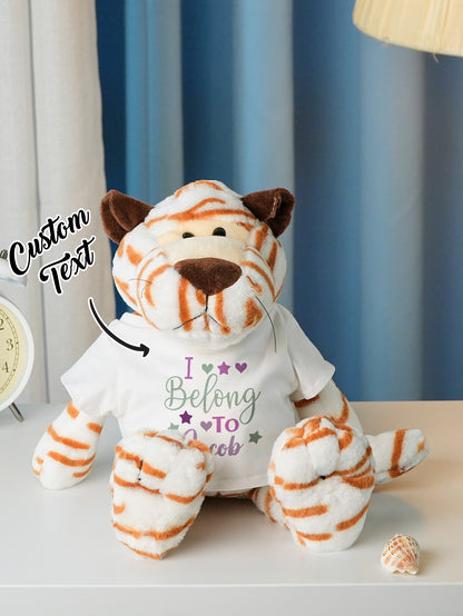 Personalized Animal Plush Stuffed Toy with Birth Announcement, Photo, Name or Custom Text