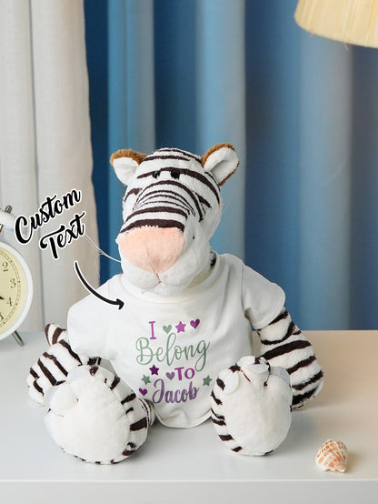 Personalized Animal Plush Stuffed Toy with Birth Announcement, Photo, Name or Custom Text