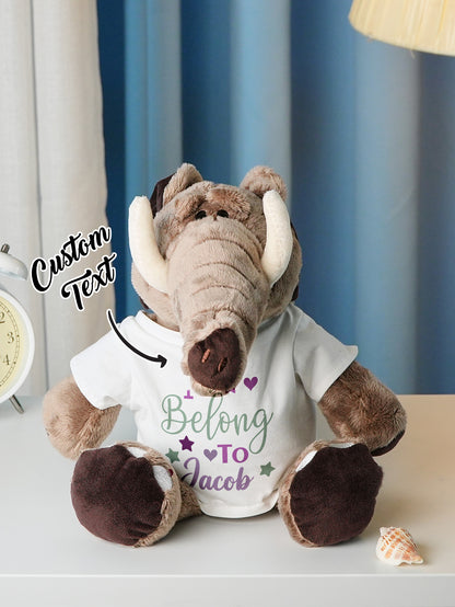Personalized Animal Plush Stuffed Toy with Birth Announcement, Photo, Name or Custom Text