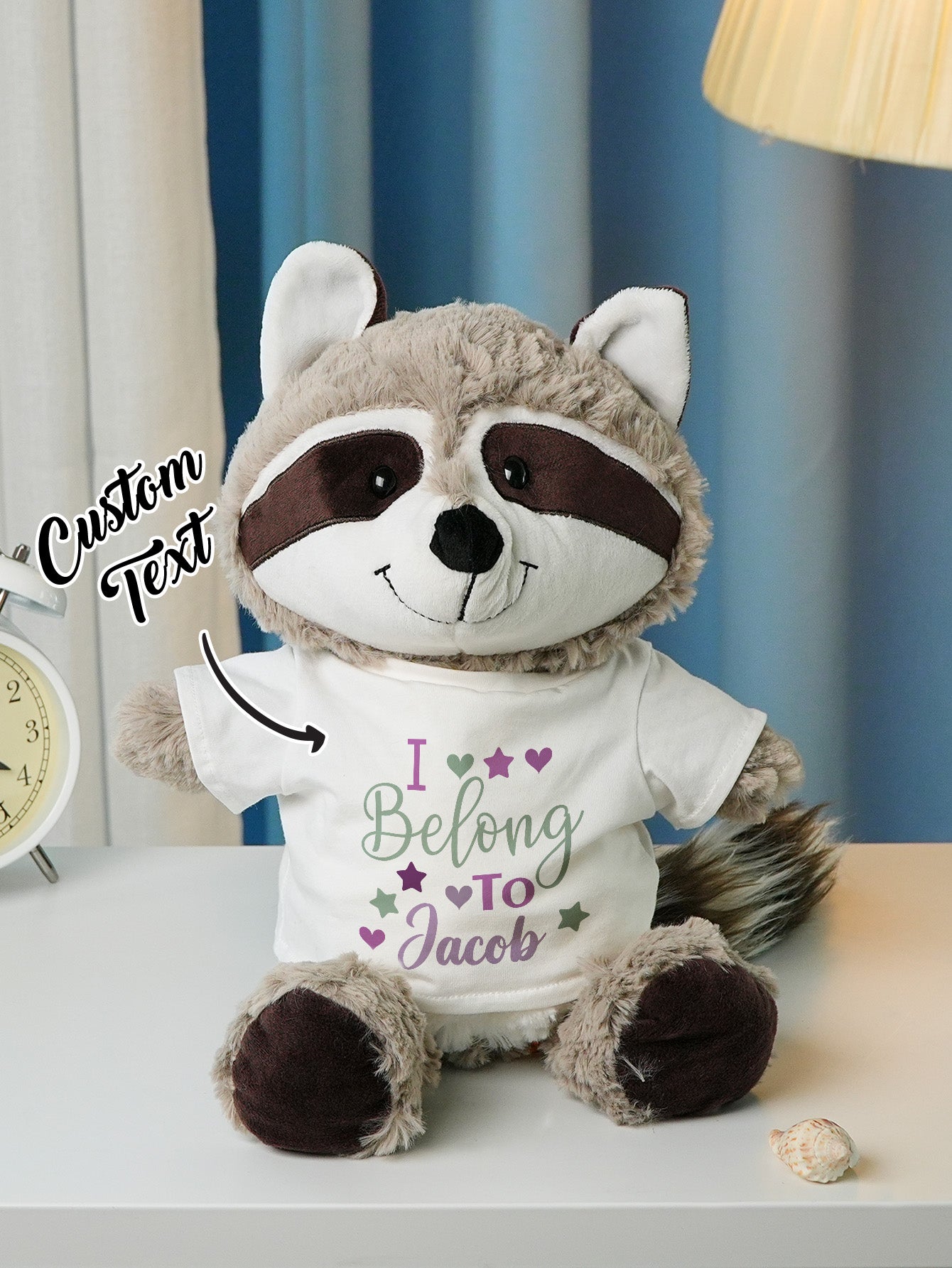Personalized Animal Plush Stuffed Toy with Birth Announcement, Photo, Name or Custom Text