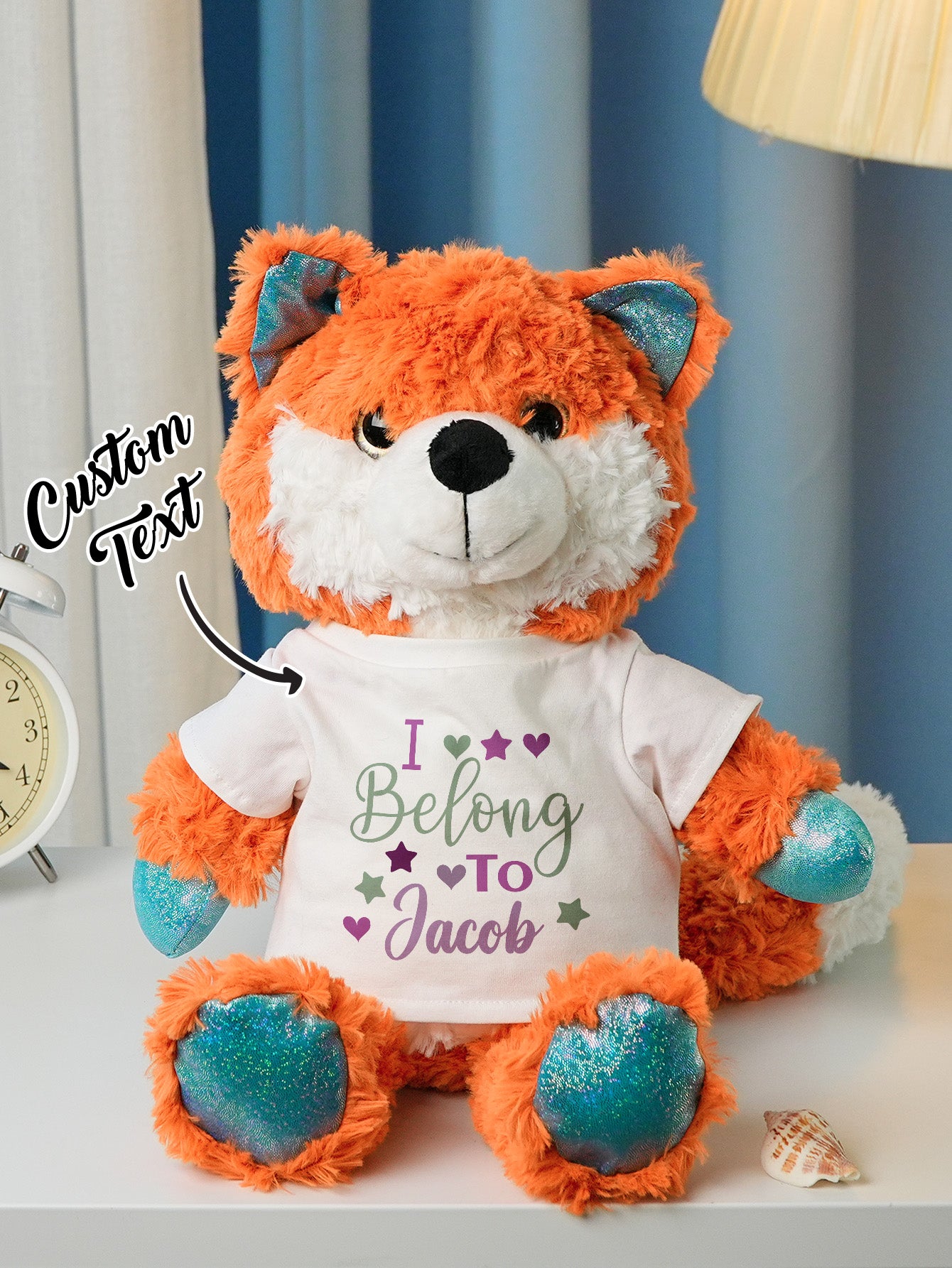 Personalized Animal Plush Stuffed Toy with Birth Announcement, Photo, Name or Custom Text
