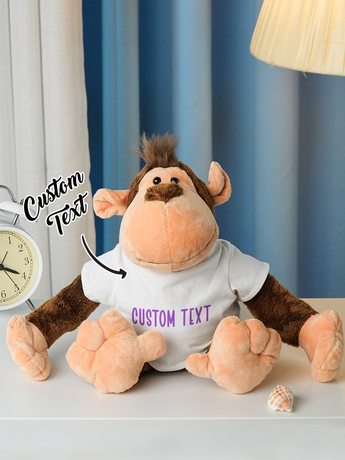 Personalized Animal Plush Stuffed Toy with Birth Announcement, Photo, Name or Custom Text