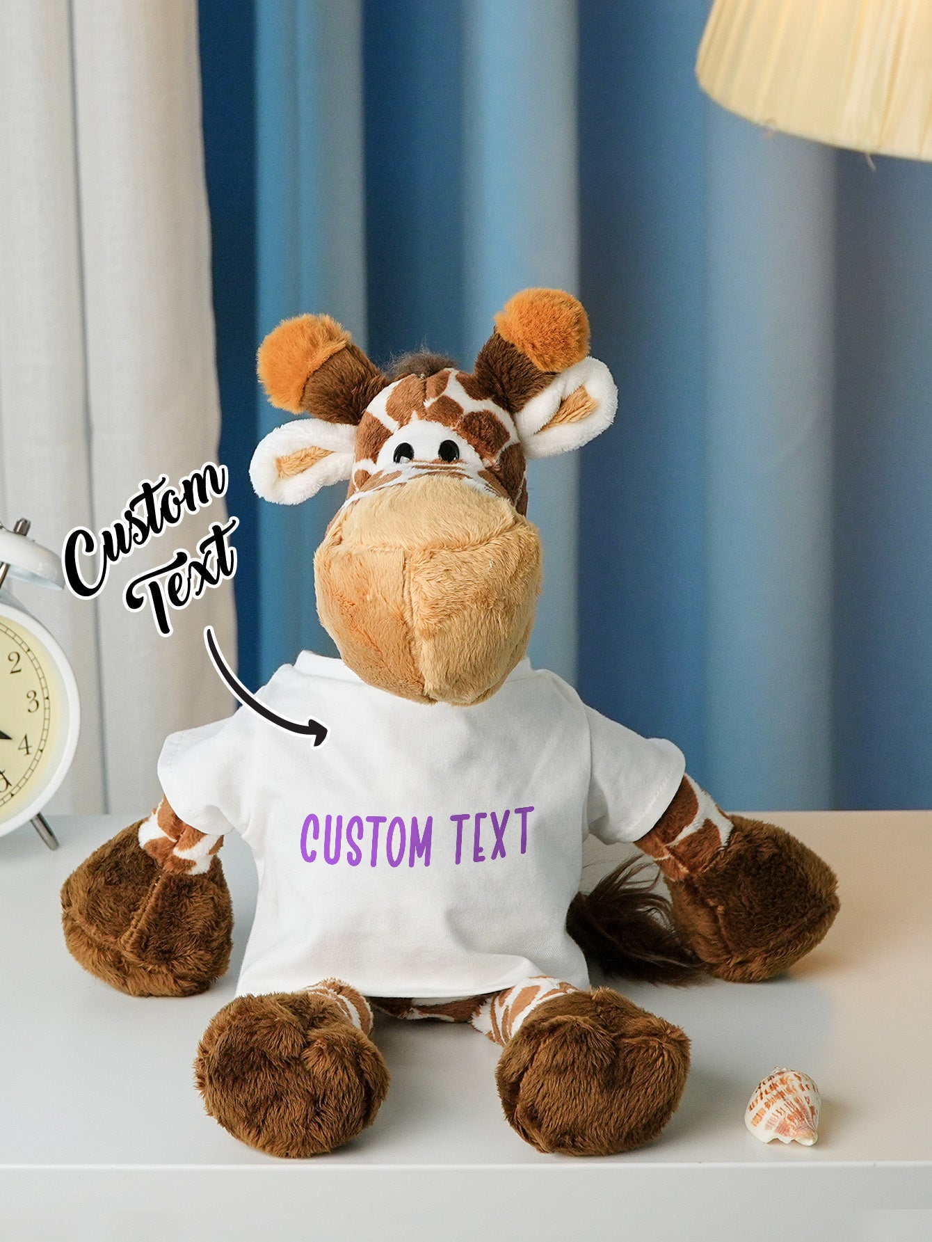 Personalized Animal Plush Stuffed Toy with Birth Announcement, Photo, Name or Custom Text