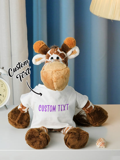 Personalized Animal Plush Stuffed Toy with Birth Announcement, Photo, Name or Custom Text