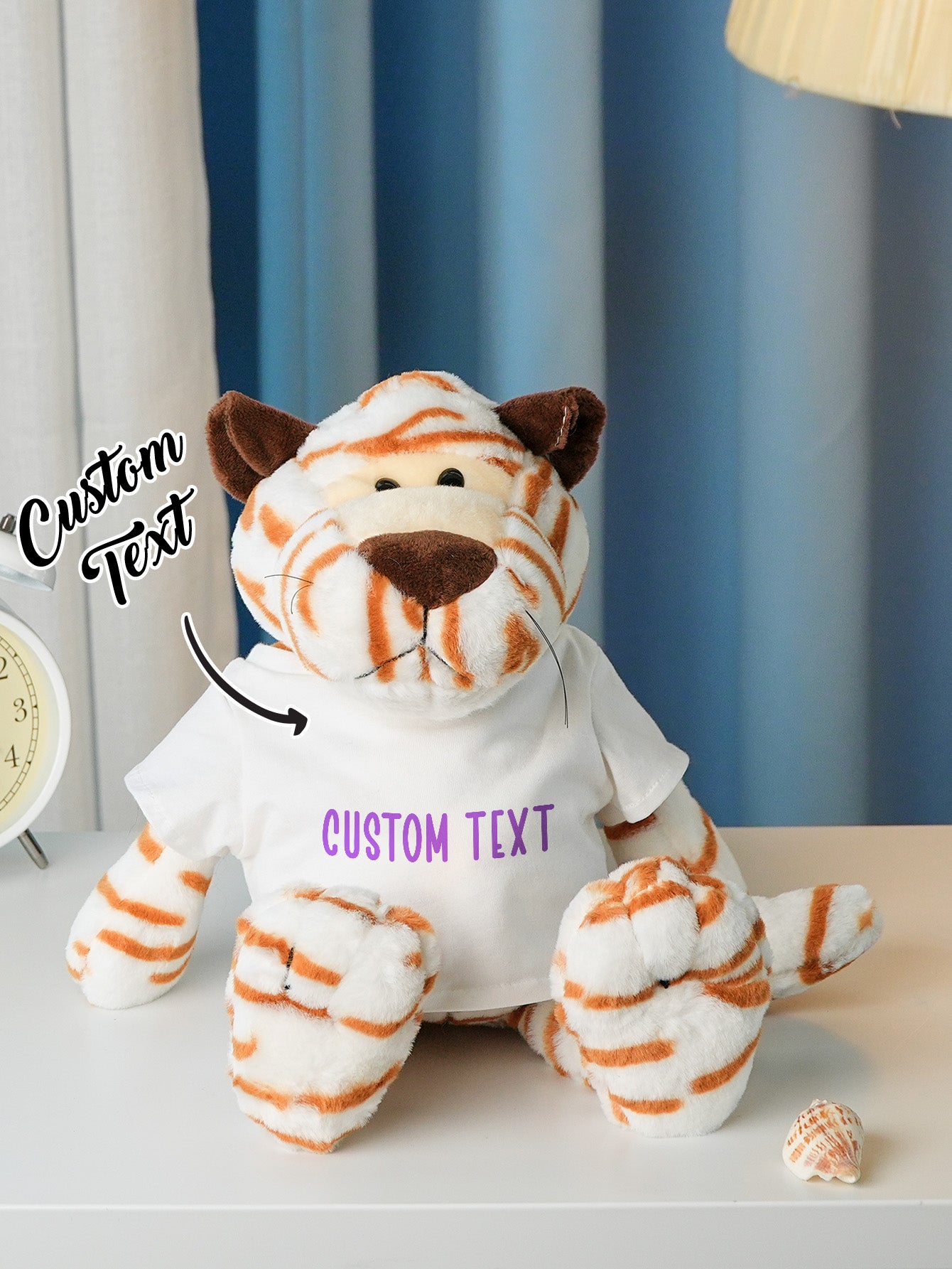Personalized Animal Plush Stuffed Toy with Birth Announcement, Photo, Name or Custom Text