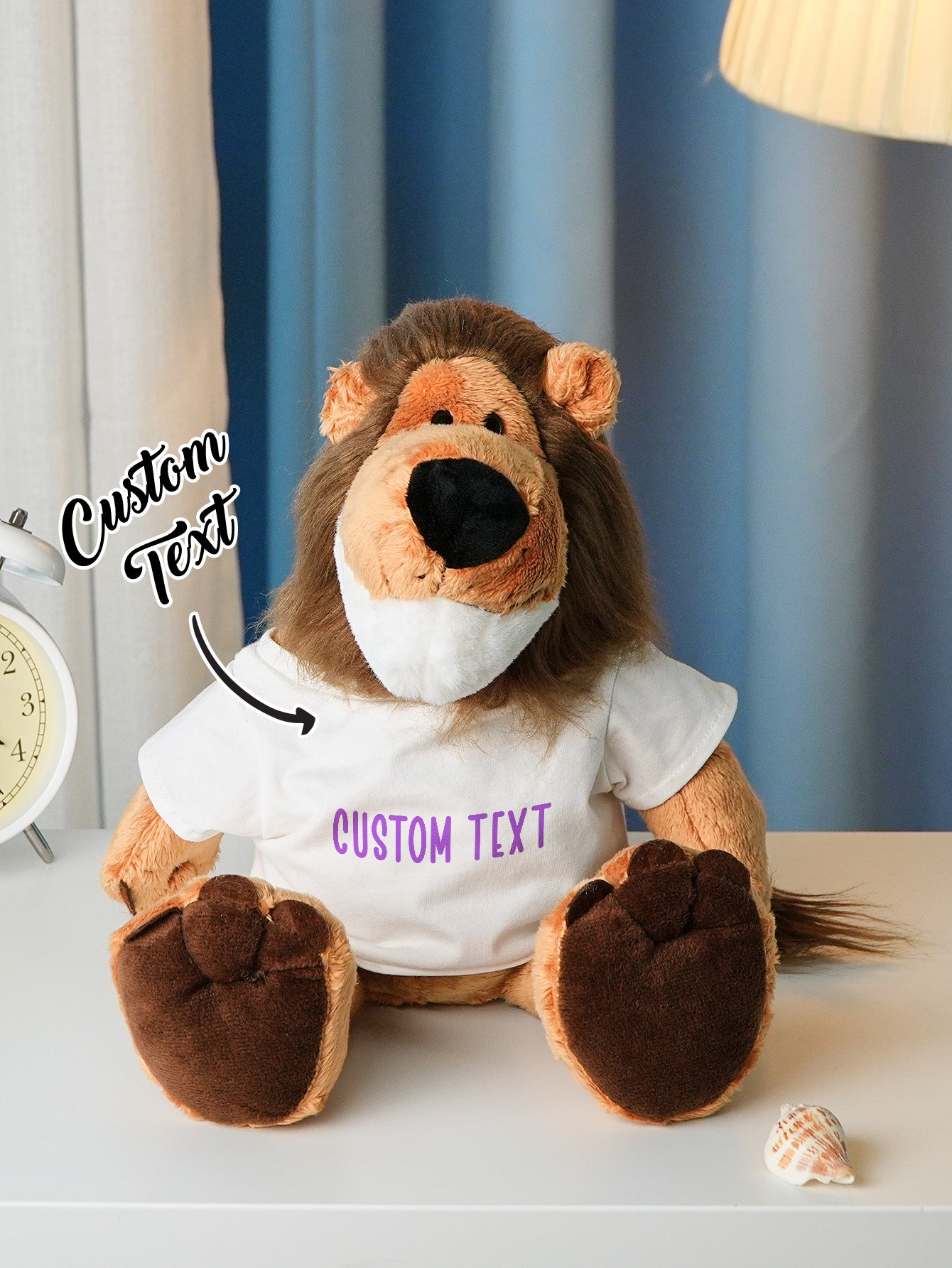Personalized Animal Plush Stuffed Toy with Birth Announcement, Photo, Name or Custom Text