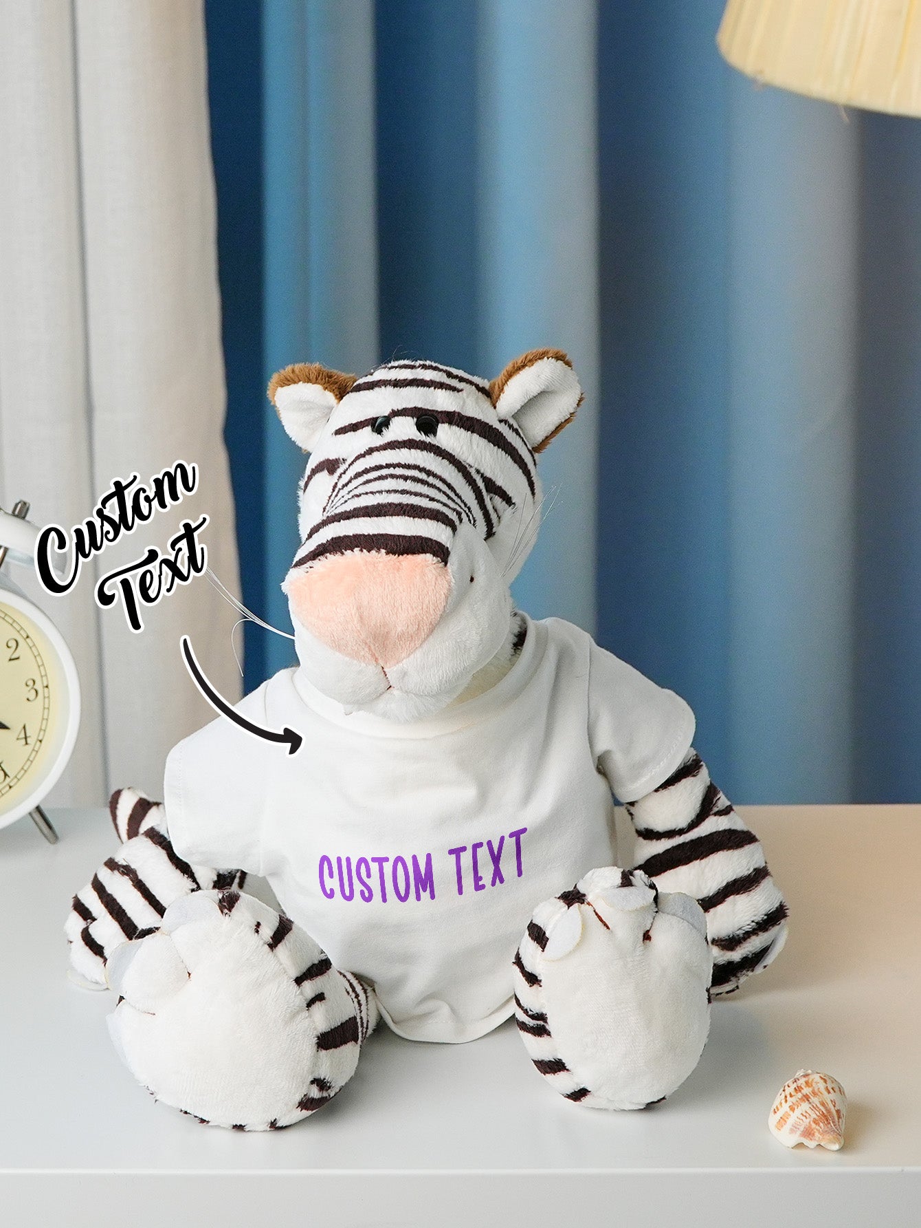 Personalized Animal Plush Stuffed Toy with Birth Announcement, Photo, Name or Custom Text
