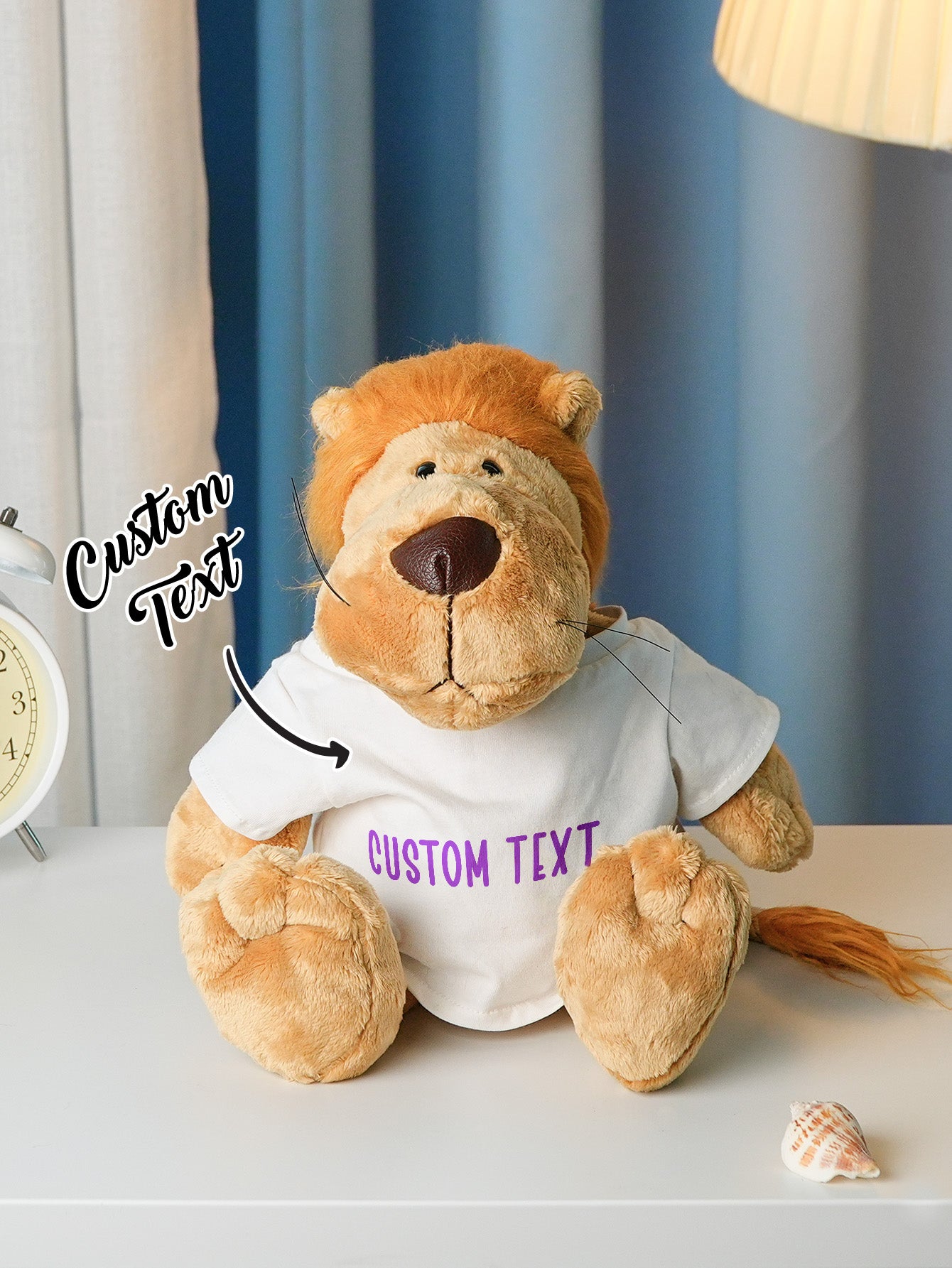 Personalized Animal Plush Stuffed Toy with Birth Announcement, Photo, Name or Custom Text