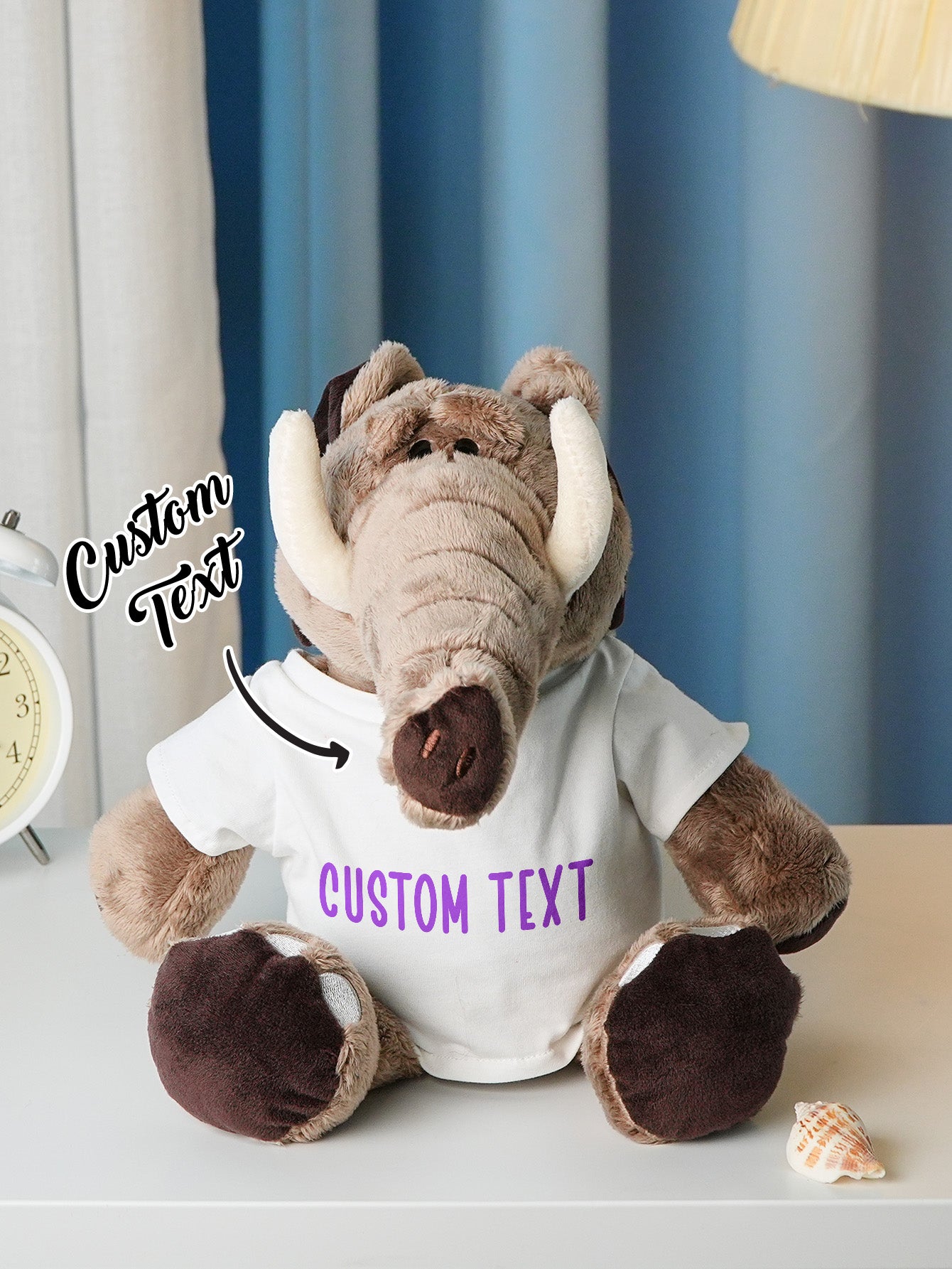 Personalized Animal Plush Stuffed Toy with Birth Announcement, Photo, Name or Custom Text