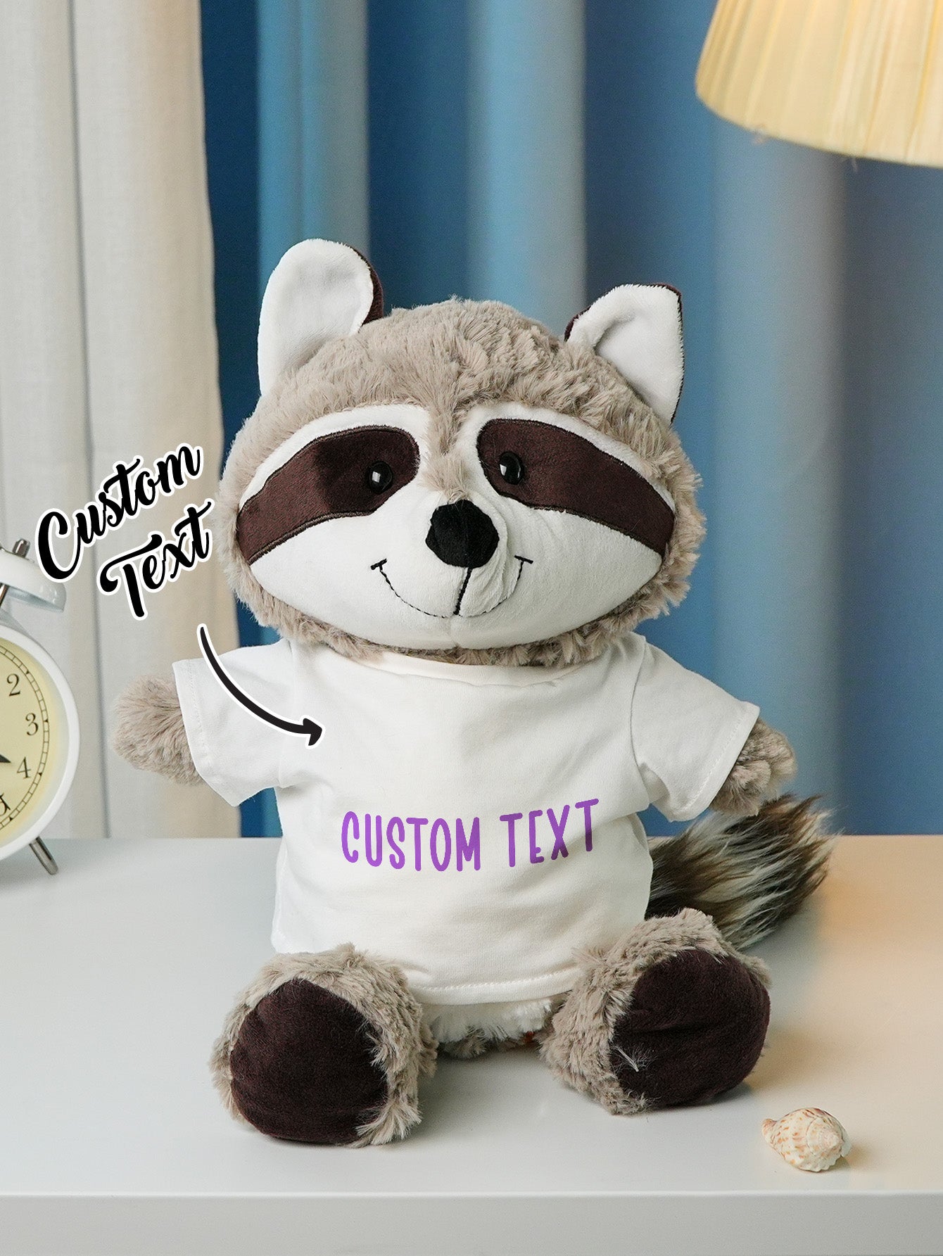 Personalized Animal Plush Stuffed Toy with Birth Announcement, Photo, Name or Custom Text