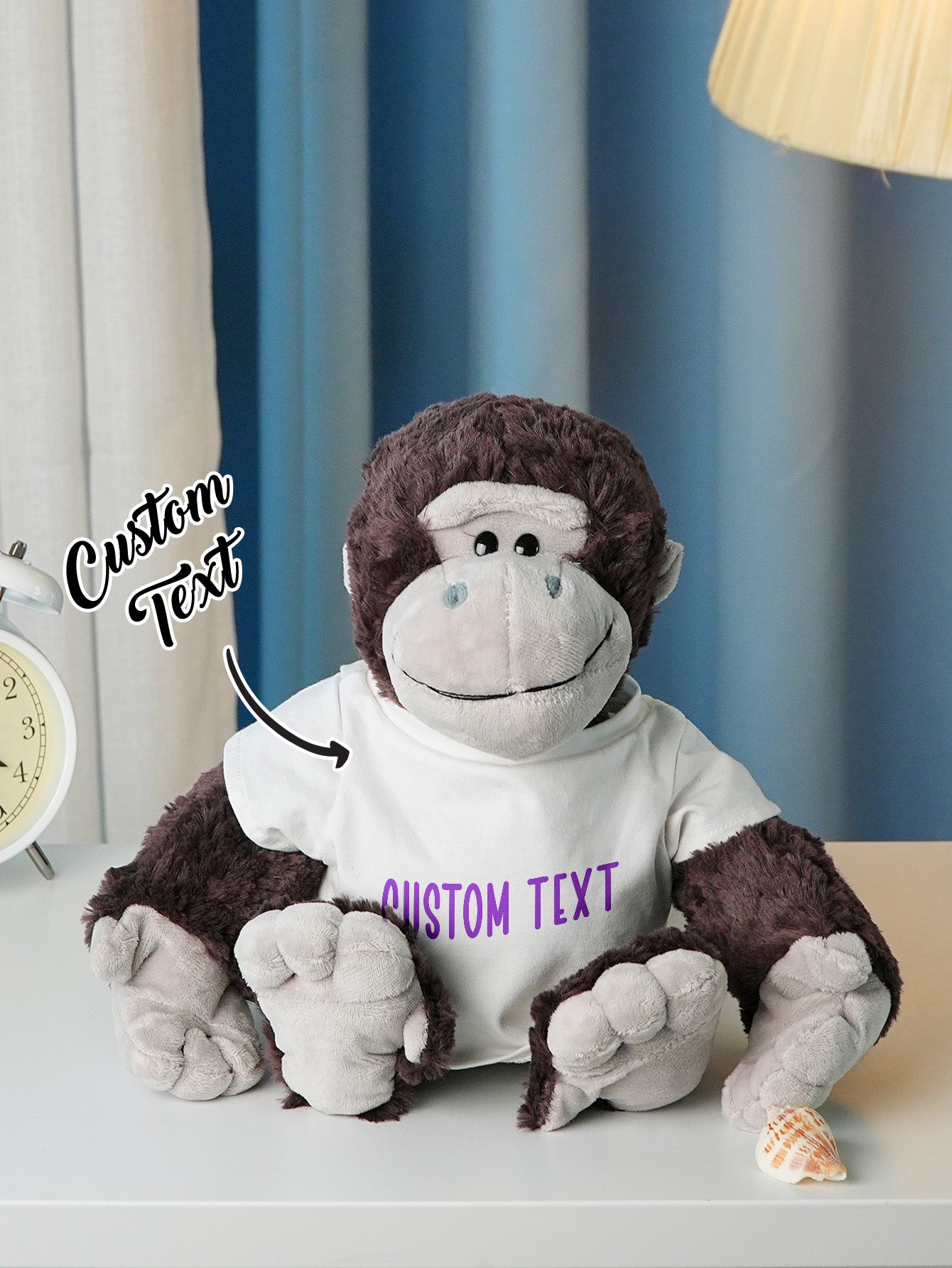 Personalized Animal Plush Stuffed Toy with Birth Announcement, Photo, Name or Custom Text