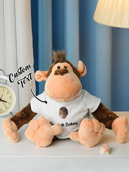 Personalized Animal Plush Stuffed Toy with Birth Announcement, Photo, Name or Custom Text