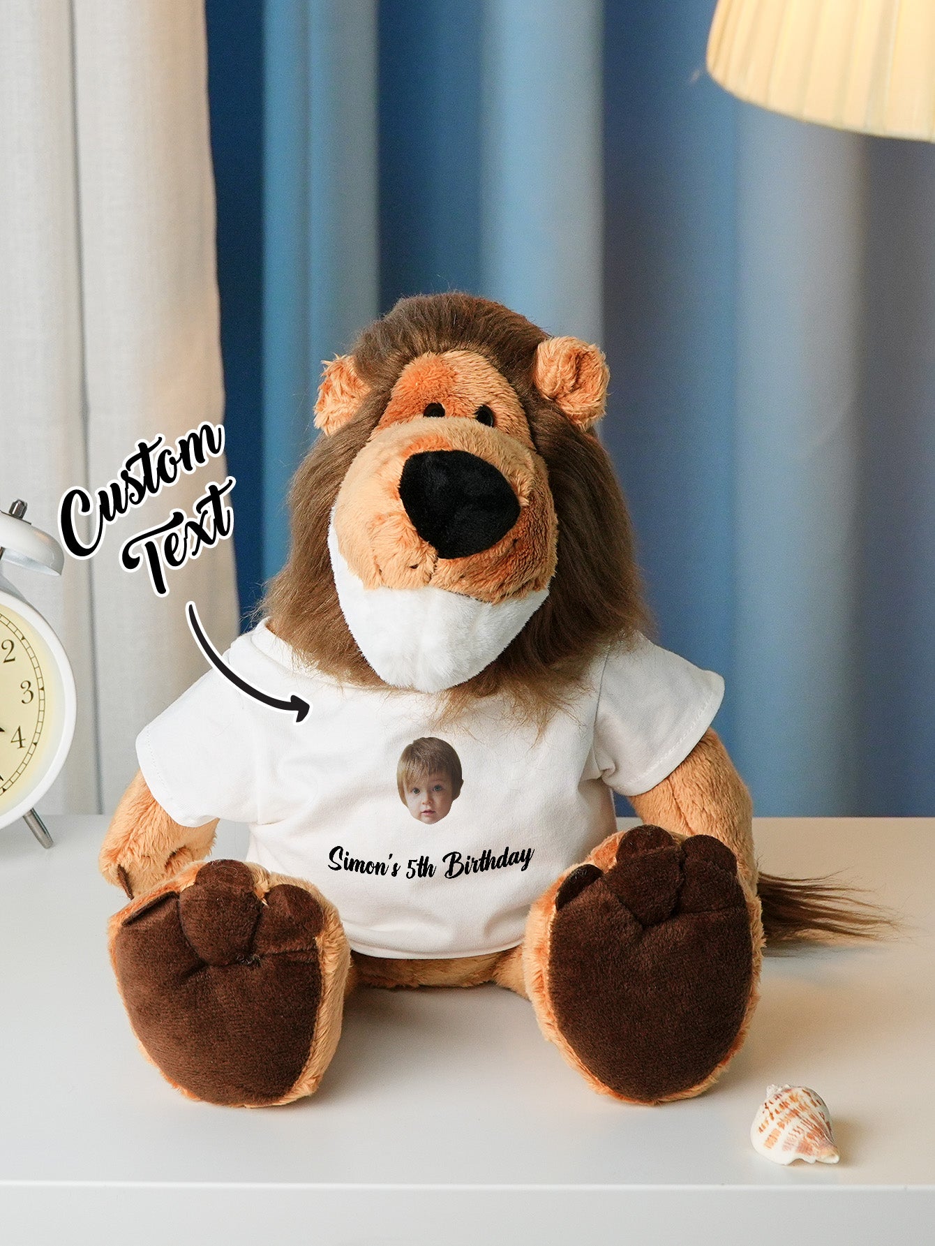 Personalized Animal Plush Stuffed Toy with Birth Announcement, Photo, Name or Custom Text