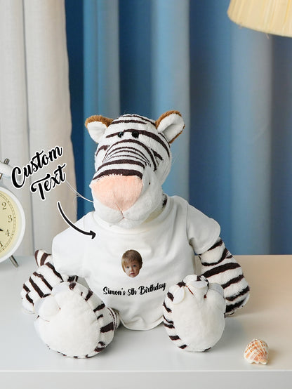 Personalized Animal Plush Stuffed Toy with Birth Announcement, Photo, Name or Custom Text