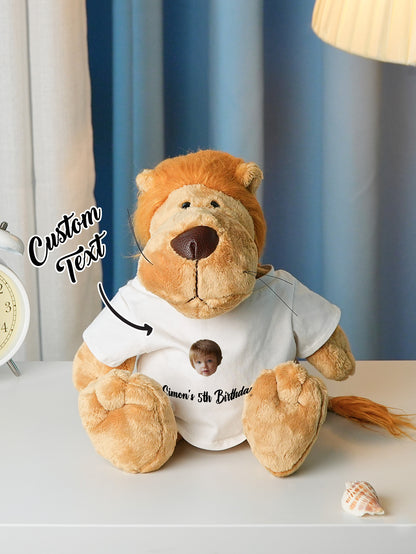 Personalized Animal Plush Stuffed Toy with Birth Announcement, Photo, Name or Custom Text