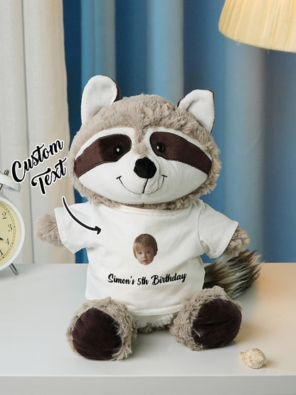 Personalized Animal Plush Stuffed Toy with Birth Announcement, Photo, Name or Custom Text