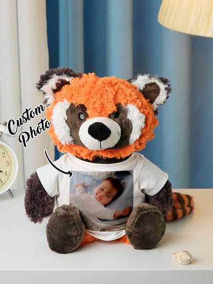 Personalized Animal Plush Stuffed Toy with Birth Announcement, Photo, Name or Custom Text
