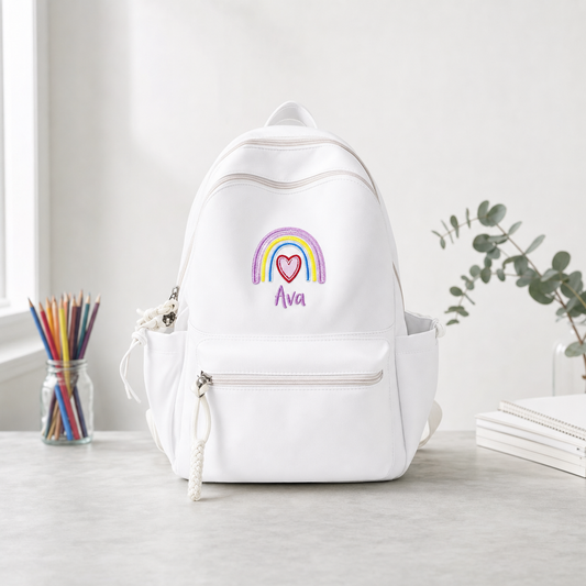 Personalized Embroidered Name Rainbow Backpack