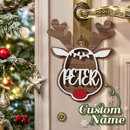 Wooden Reindeer Ornament Personalized with Name