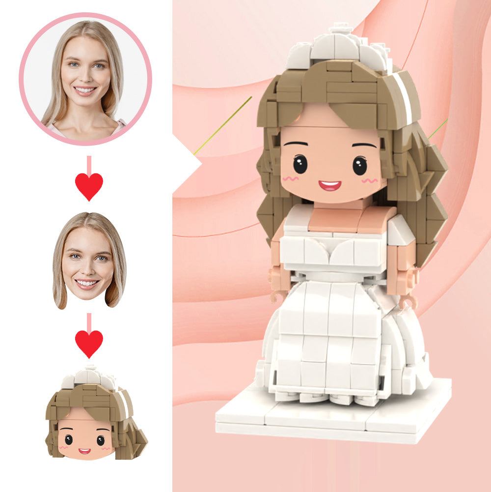 Bride with Headband 1 Person Customizable Head Cute Brick Figure