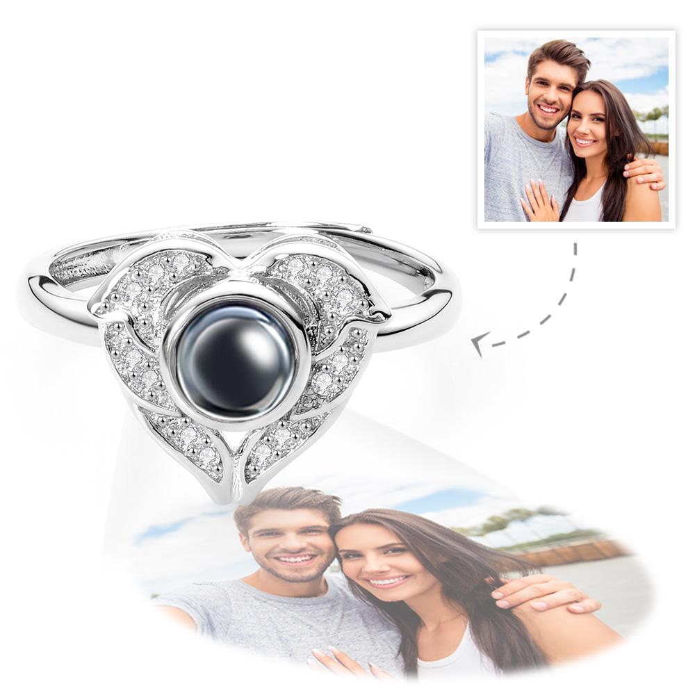 Personalized Projection Photo Heart Shaped Ring