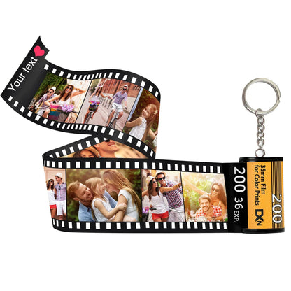 Your Text Custom Heart & Text Couples Vintage Film Roll Memory Keychain
