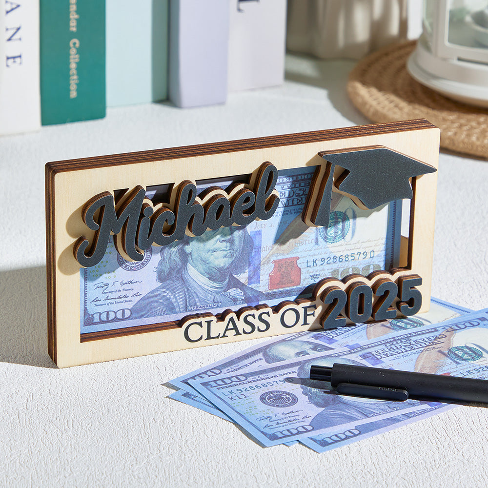 Personalized Wooden Money Holder - Graduation Gift