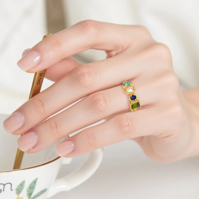 Personalized Multiple Birthstones Vintage Ring - Mother's Day Gift