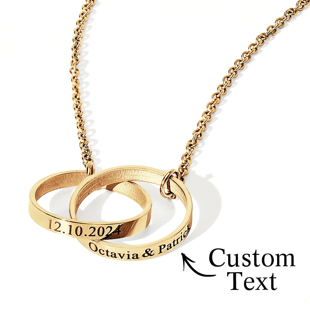 Personalized Double Ring Necklace with Engraved Name