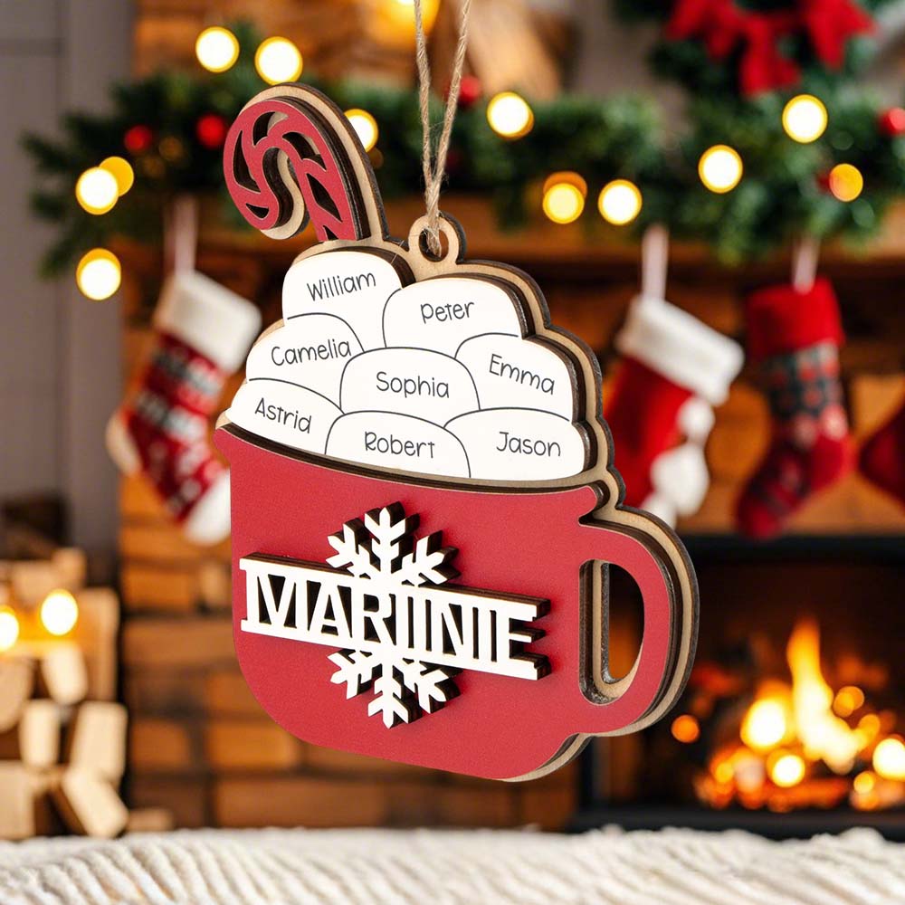 Personalized Family Hot Cocoa Ornament with Name Christmas Ornament for Family Gift