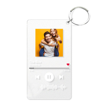 Scannable Spotify Song Code & Personalized Photo Acrylic Plaque Keychain