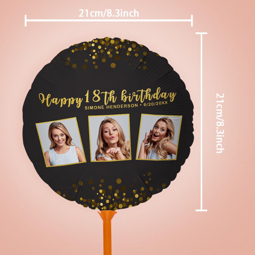 Personalized Photo Black Birthday Balloon