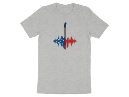 Guitar silhouette overlaid with Australian flag colors and sound wave pattern.