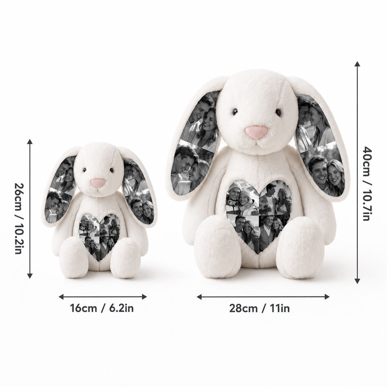 Custom Ears & Belly Photo Bunny Plush