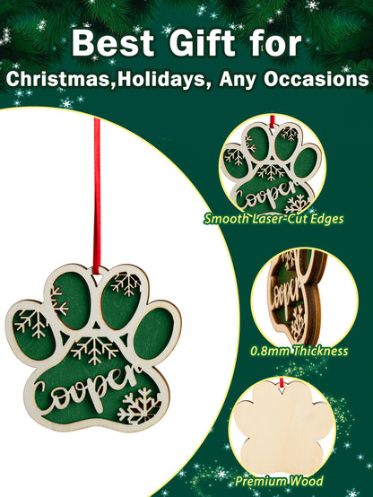 Personalized Dog Paw Snowflake Ornament – Custom Name Christmas Tree Decoration