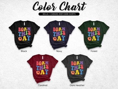 Color chart for Bella + Canvas 3001 dark shirts, showing five colors.