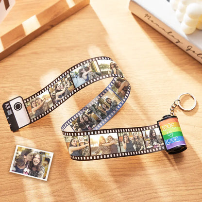 Custom Rainbow "Love is Love" Film Roll Keychain