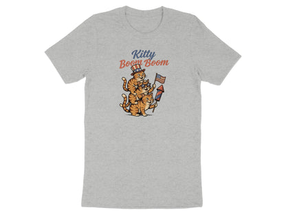 Three cats in hats stacked, holding a firework, with "Kitty Boom Boom" text.