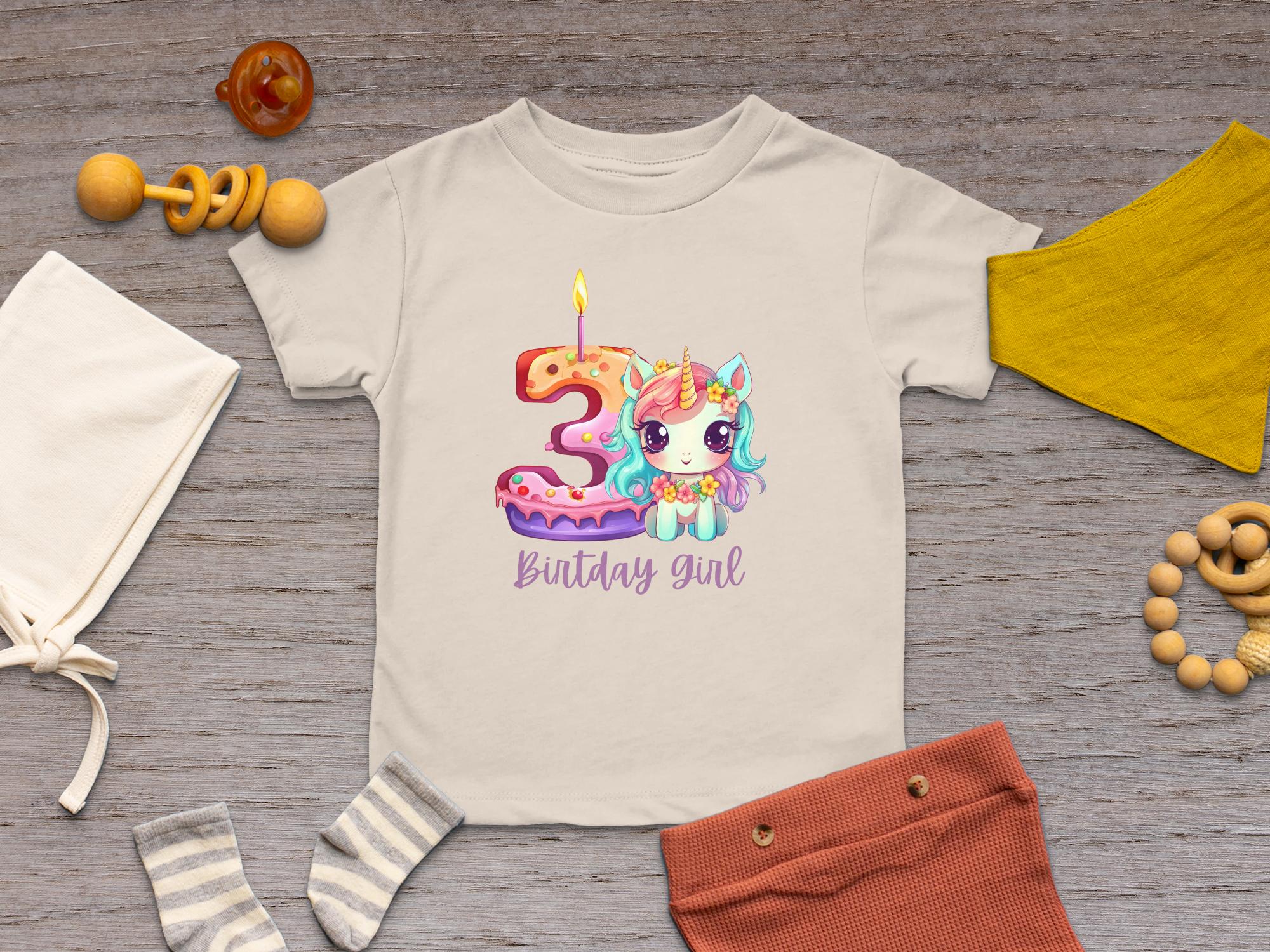 Cute Unicorn 3rd Birthday Girl Toddler Shirt, Perfect Gift for Toddler Birthday, Great Gift for Girl's Birthday Party