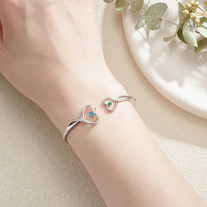 Custom Double Birthstone & Hearts Bracelet