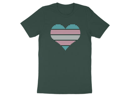 Heart shape with horizontal stripes in transgender flag colors.