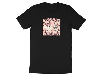 Black t-shirt with "Squad Ghouls" text and a cute ghost graphic.