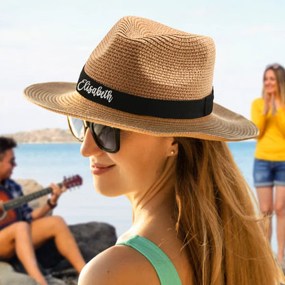 Personalized Straw Fedora Hat
