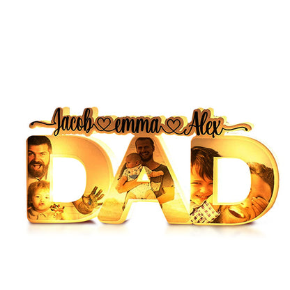 Personalized Dad Lamp with Family Names and Photos - Gift for Dad or Father's Day