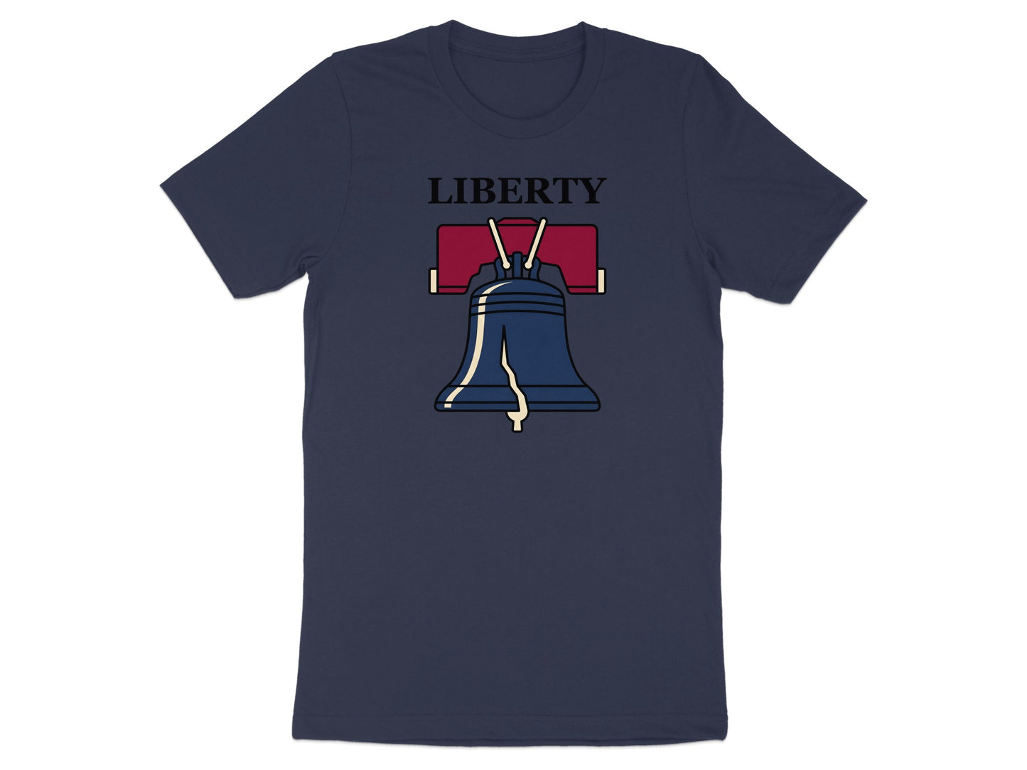Navy t-shirt with graphic of the Liberty Bell and the word "LIBERTY".