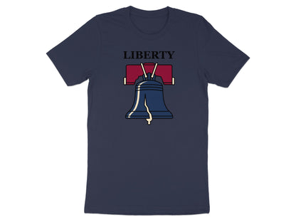 Navy t-shirt with graphic of the Liberty Bell and the word "LIBERTY".