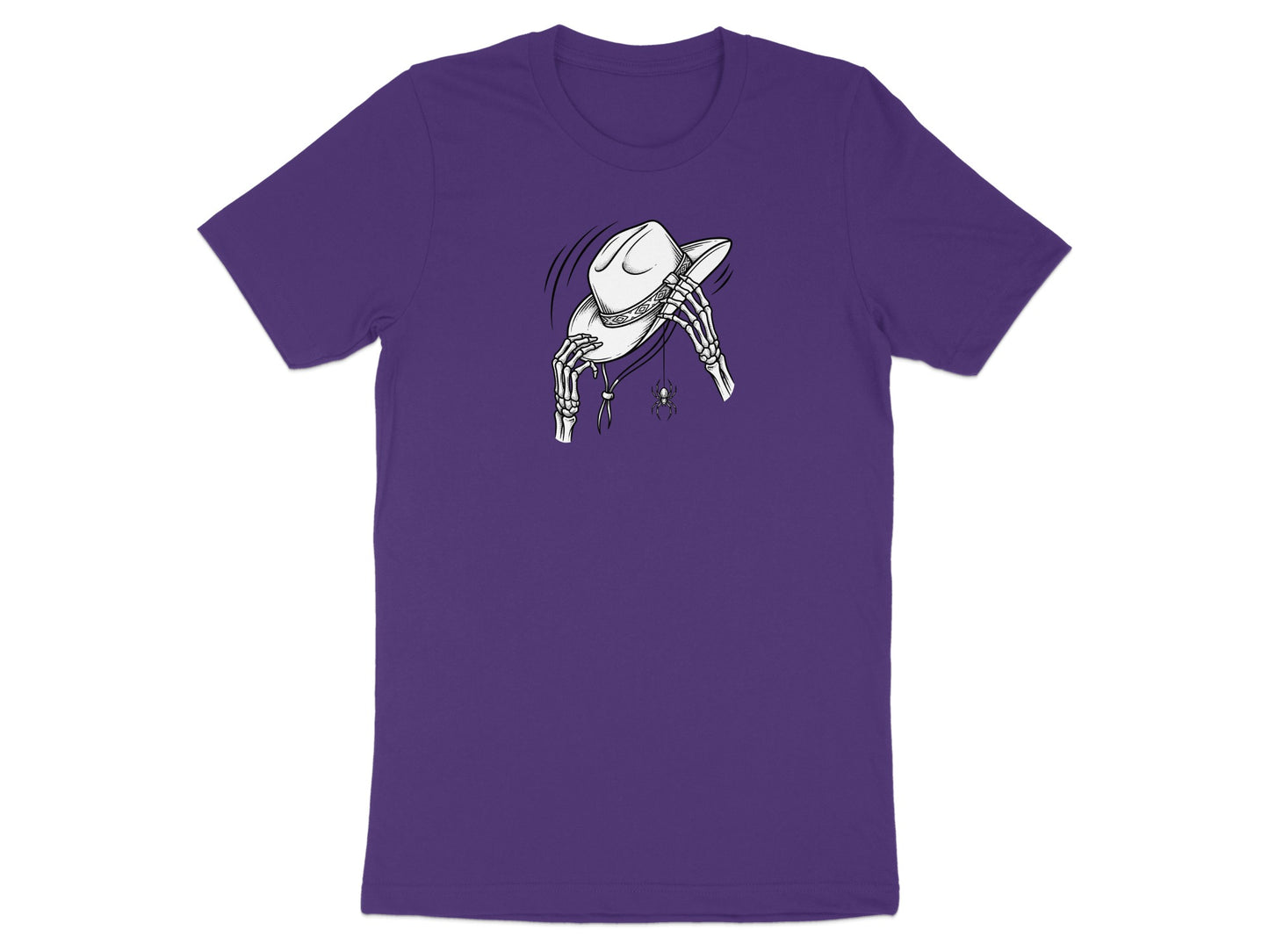 Skeleton hands in a cowboy hat with