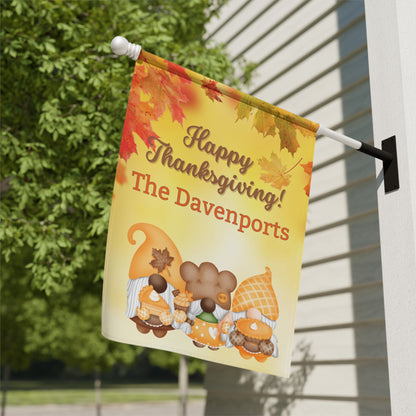 Happy Thanksgiving Gnome Garden Flag Decoration