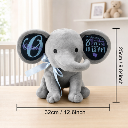 Personalized Birth Announcement Elephant Plush Stuffed Animal
