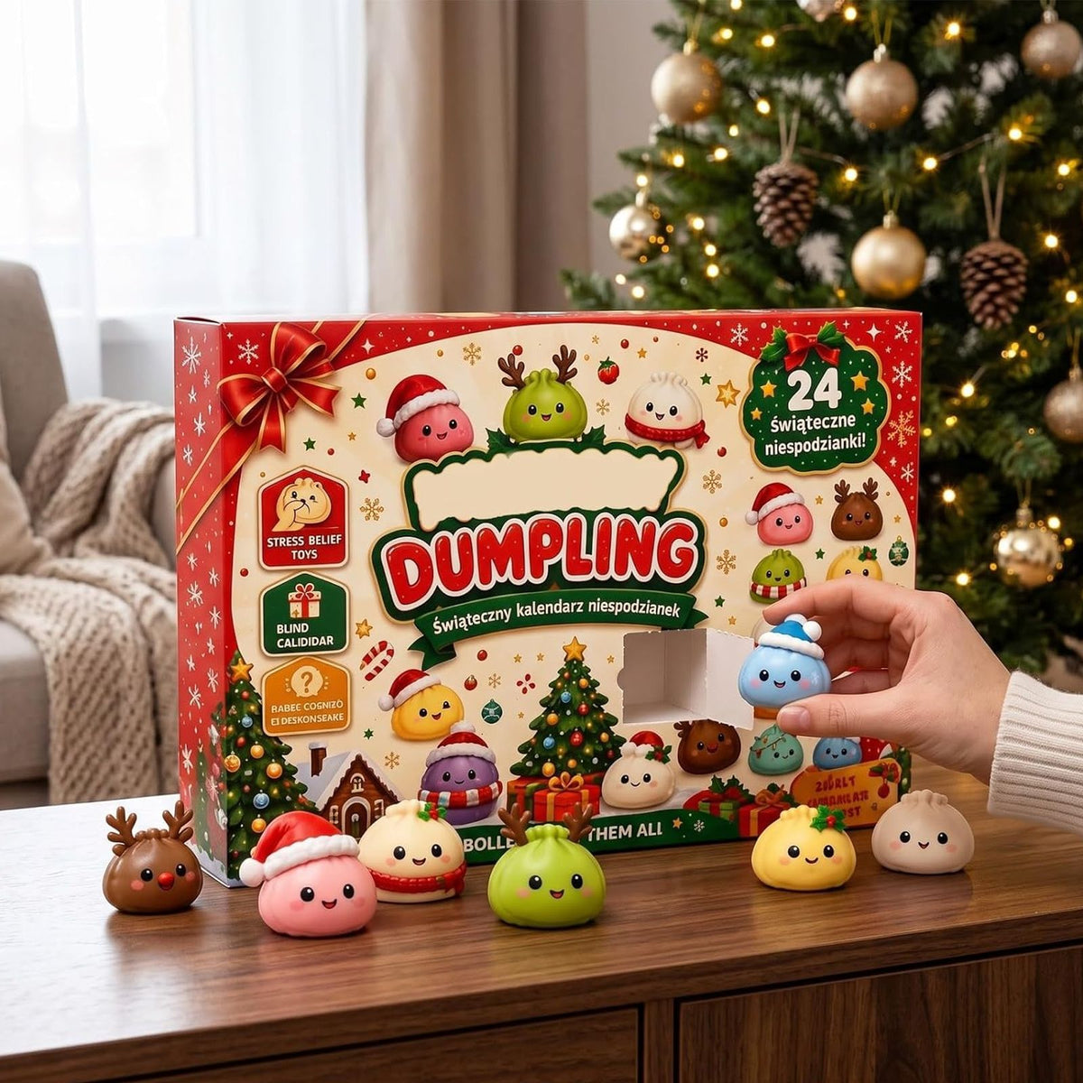 2026 Christmas Squishy Advent Calendar, 24-Day Dumpling Fidget Toy Countdown